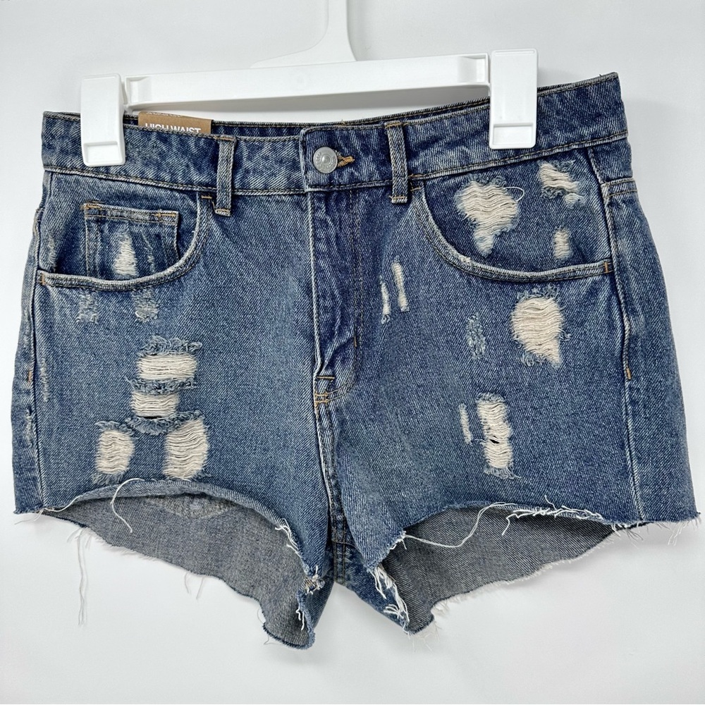 NWT H&M & Denim High Waist Distressed Shorts